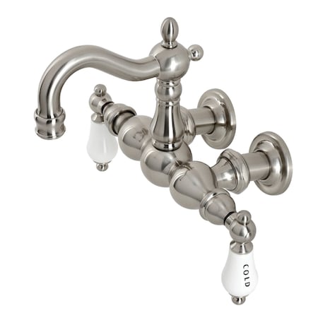 Kingston Brass CA1003T8 3-3/8" Tub Wall Mount Clawfoot Tub Faucet, Brushed Nickel CA1003T8
